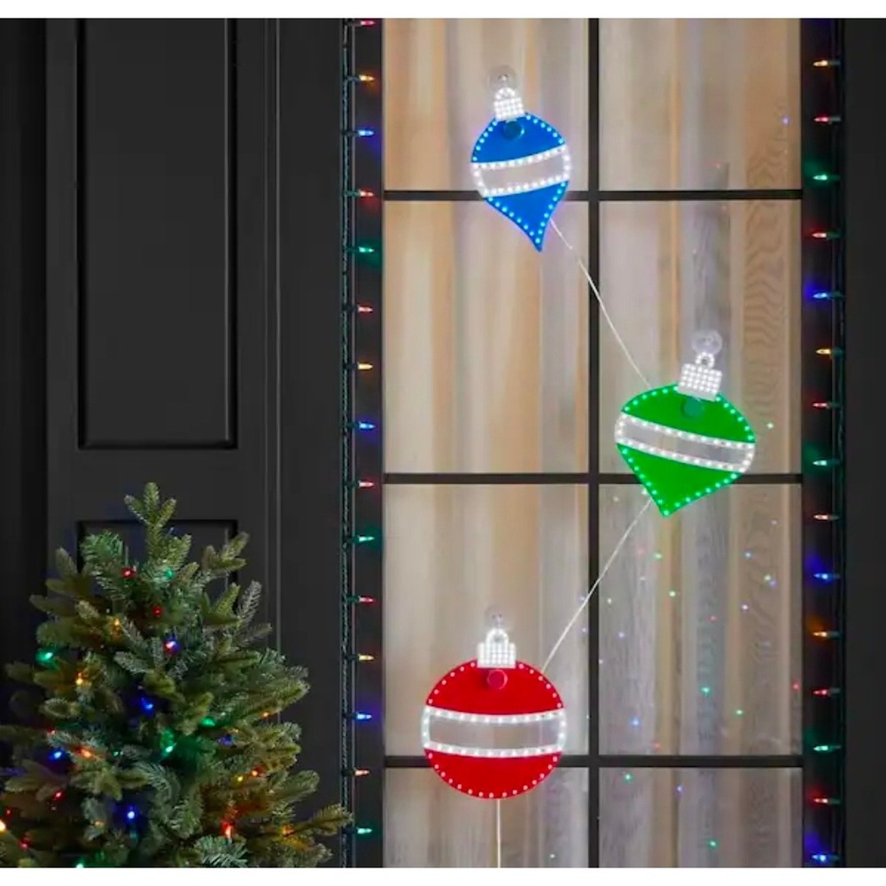 Home Accents Holiday‎ 10 in Twinkling LED Ornaments 3 Pack Yard Decor New